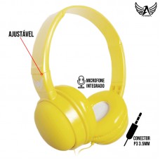 Headphone P3 Estéreo Ajustável com Microfone Tom Pastel A-19 Altomex - Amarelo